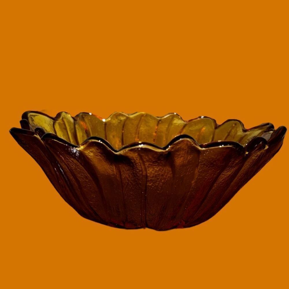 Vintage Marigold Carnival Glass Lily Pons Sunflower Bowl - Picture 2 of 5